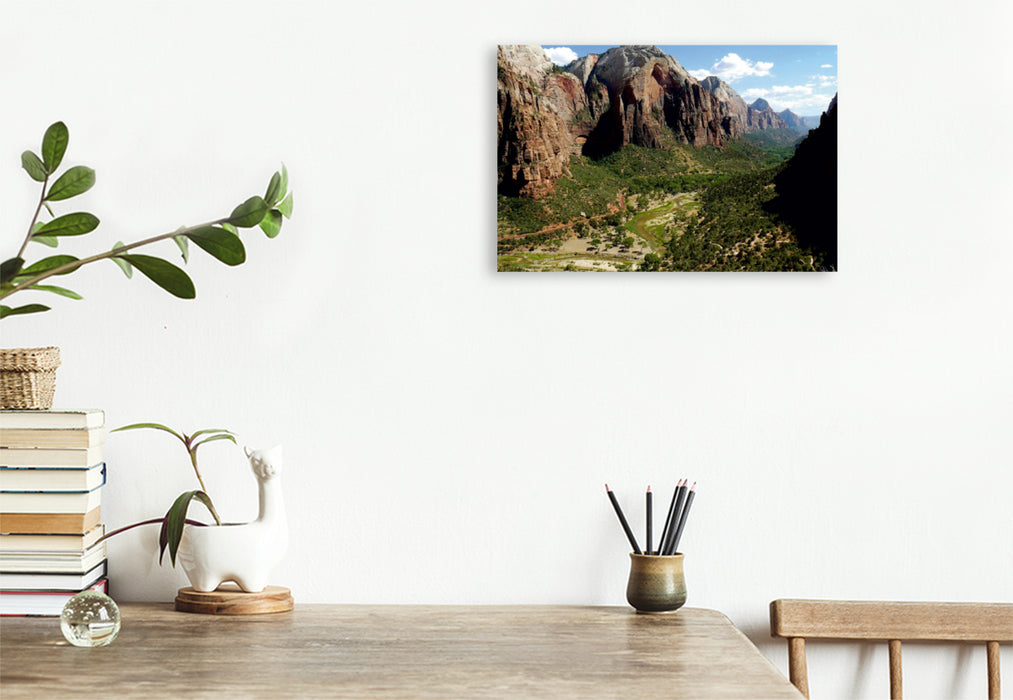 Premium Textil-Leinwand Premium Textil-Leinwand 45 cm x 30 cm quer Ausblick von Angels Landing im Zion Nationalpark