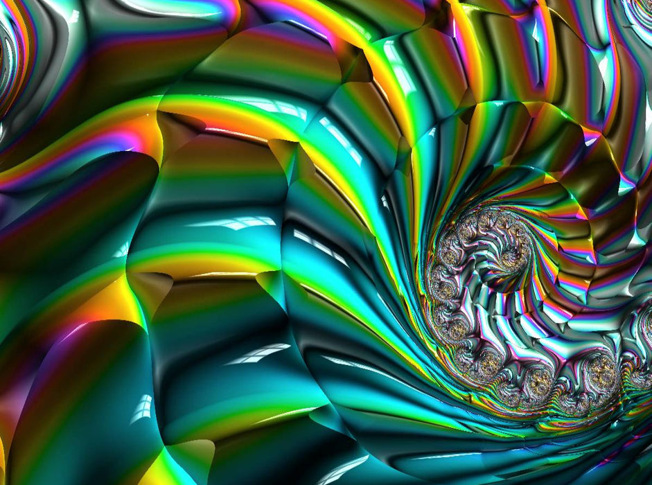 Green Enigmatic Shell Fractal - CALVENDO Foto-Puzzle'