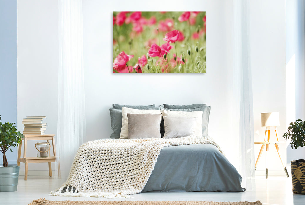 Toile textile premium Toile textile premium 120 cm x 80 cm paysage Pink Poppy Dream 