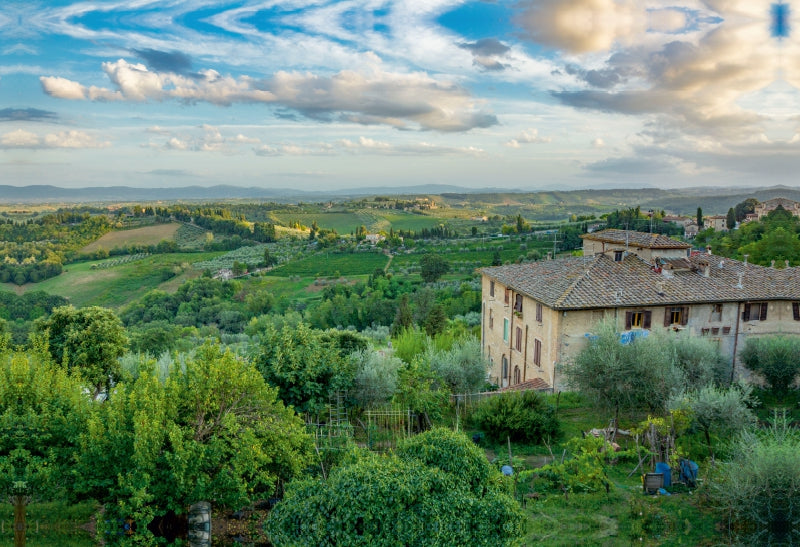Premium Textil-Leinwand Ausblick von San Gimignano