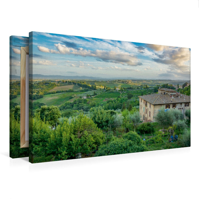 Premium Textil-Leinwand Ausblick von San Gimignano