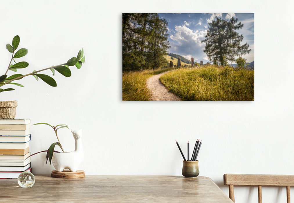 Premium textile canvas Premium textile canvas 120 cm x 80 cm across Path to the stone circle near Seefeld in Tyrol 