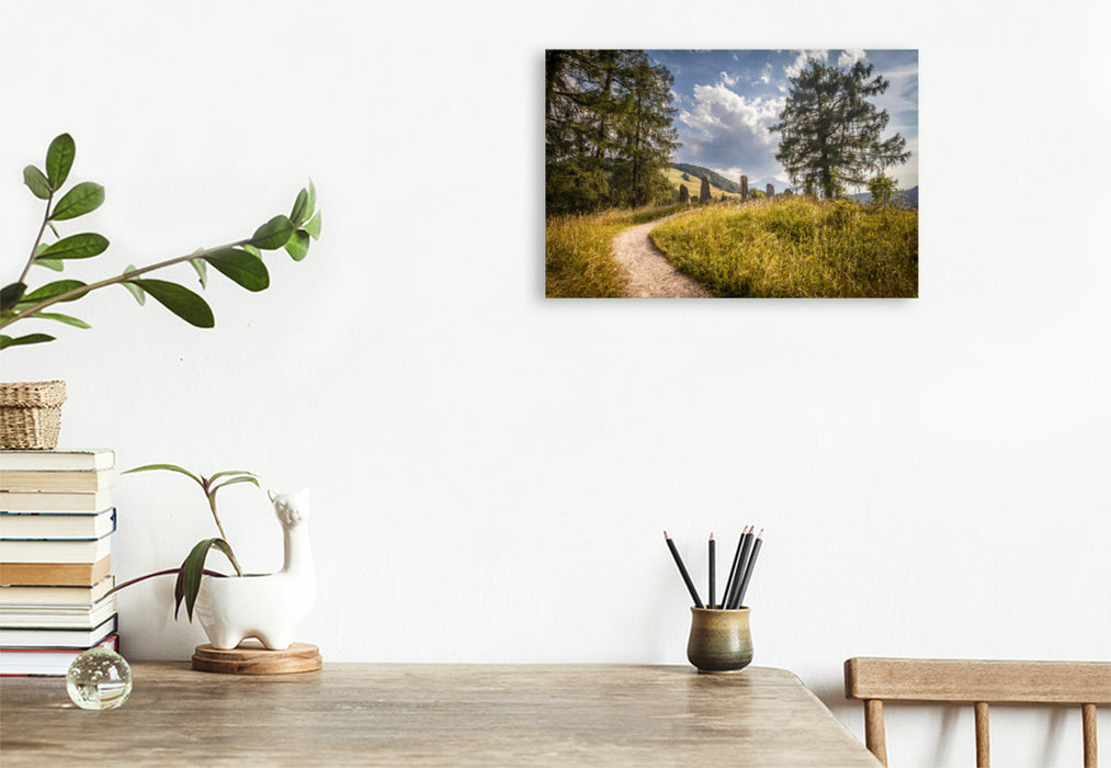 Premium textile canvas Premium textile canvas 120 cm x 80 cm across Path to the stone circle near Seefeld in Tyrol 