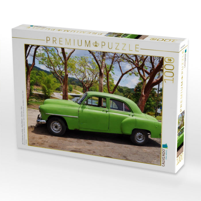 alte Schätzchen aus Kuba - Kuba Oldtimer - Cuba Cars - Grün - CALVENDO Foto-Puzzle'