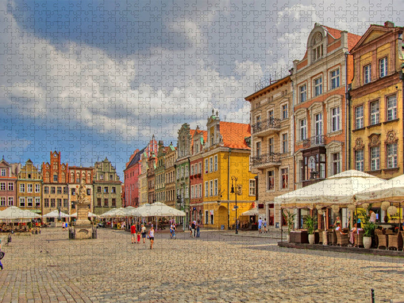 Die pastellbunten restaurierten Giebelfassaden - CALVENDO Foto-Puzzle'