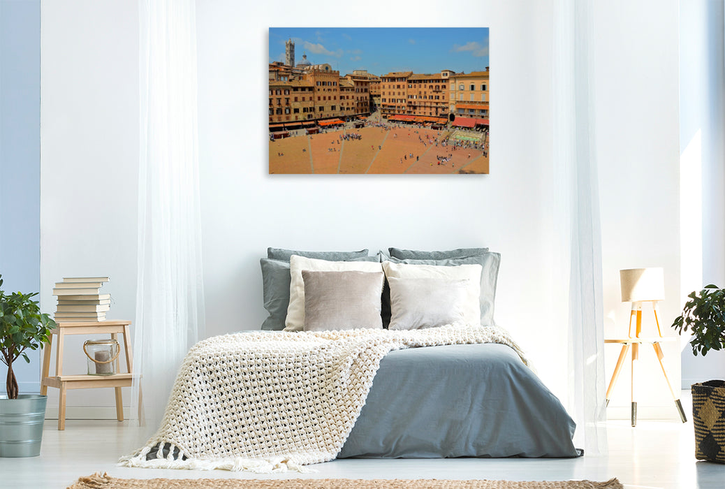 Premium Textil-Leinwand Premium Textil-Leinwand 120 cm x 80 cm quer Piazza del Campo – Siena