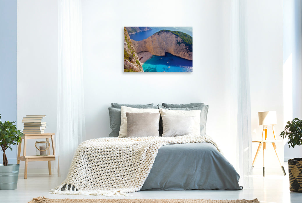 Premium Textil-Leinwand Premium Textil-Leinwand 120 cm x 80 cm quer Shipwreck-Beach – Zakynthos