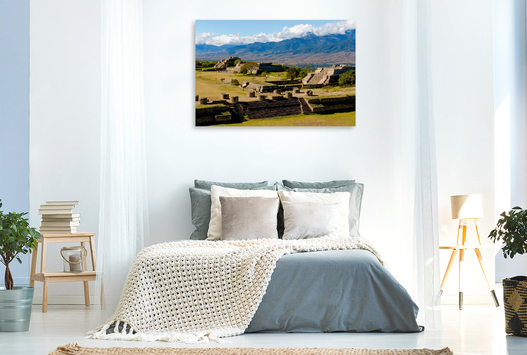 Toile textile haut de gamme Toile textile haut de gamme 120 cm x 80 cm paysage Monte Alban, Oaxaca 