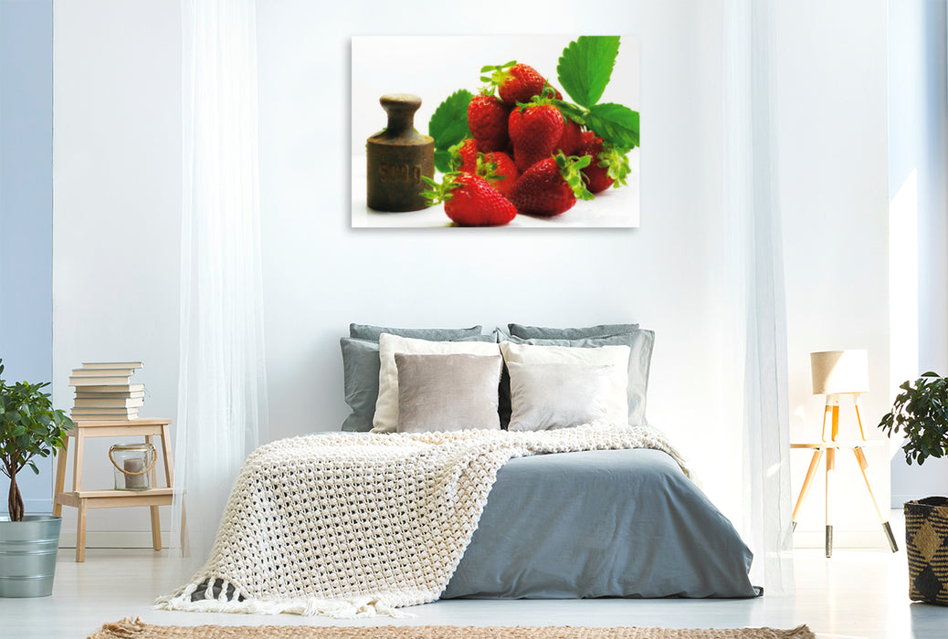 Premium Textil-Leinwand Premium Textil-Leinwand 120 cm x 80 cm quer Frische Erdbeeren