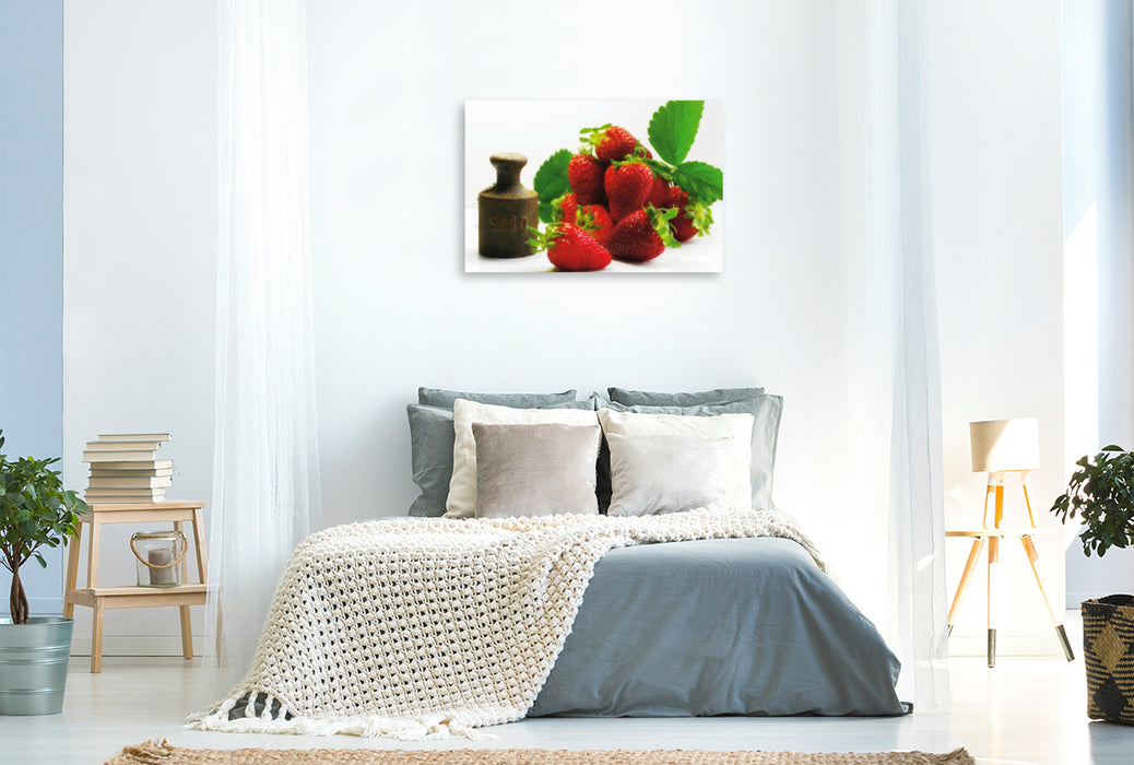 Premium Textil-Leinwand Premium Textil-Leinwand 120 cm x 80 cm quer Frische Erdbeeren