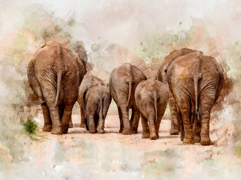 Elefanten - künstlerische Impressionen der größten noch lebenden Landtiere 1000 Teile Puzzle quer - CALVENDO Foto-Puzzle'