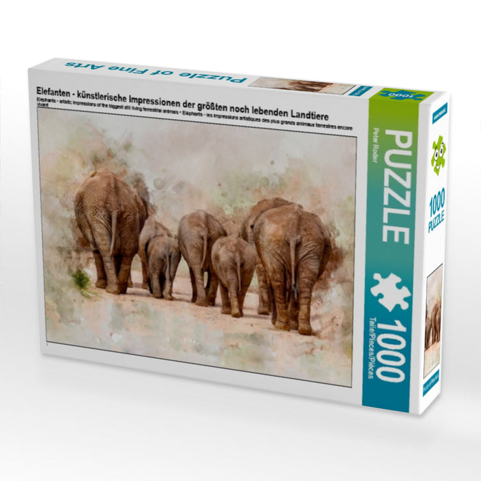 Elefanten - künstlerische Impressionen der größten noch lebenden Landtiere 1000 Teile Puzzle quer - CALVENDO Foto-Puzzle'