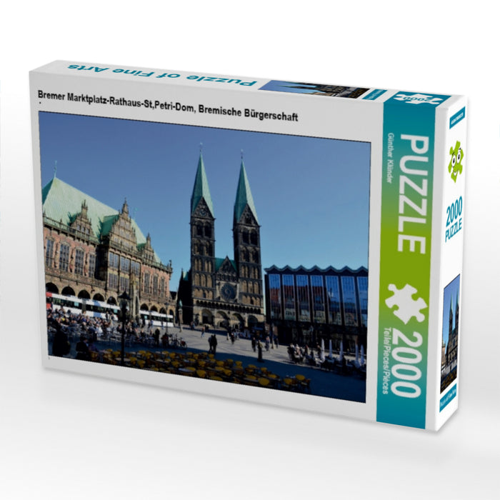 Bremer Marktplatz-Rathaus-St,Petri-Dom, Bremische Bürgerschaft 2000 Teile Puzzle quer - CALVENDO Foto-Puzzle'