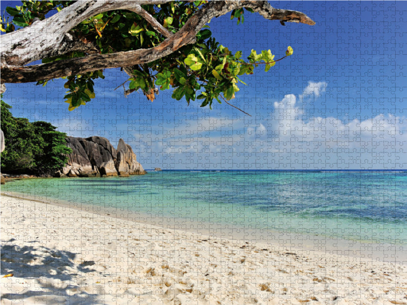Traumstrand Seychellen 2000 Teile Puzzle quer - CALVENDO Foto-Puzzle'