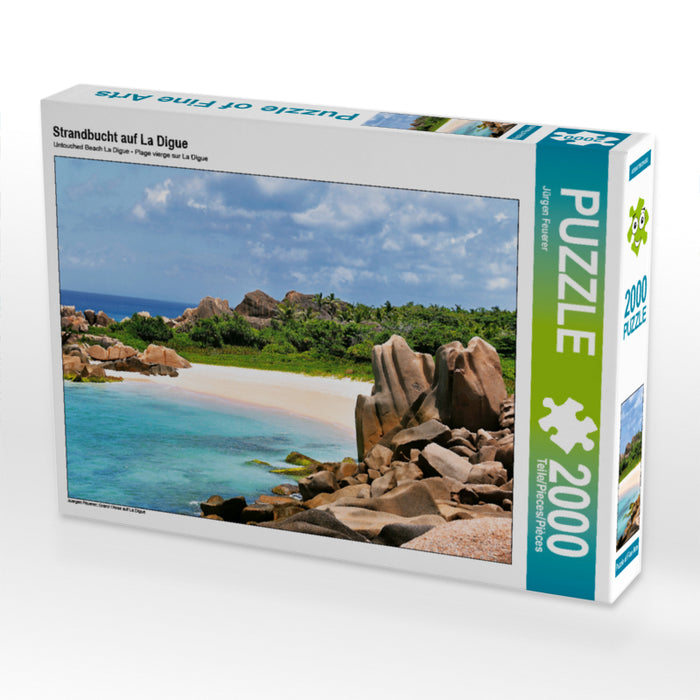 Strandbucht auf La Digue 2000 Teile Puzzle quer - CALVENDO Foto-Puzzle'