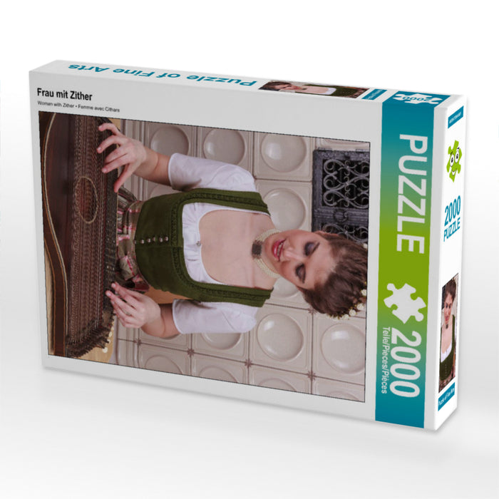 Frau mit Zither 2000 Teile Puzzle hoch - CALVENDO Foto-Puzzle'