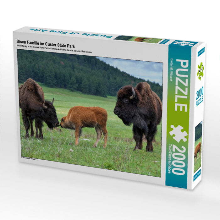 Bison Familie im Custer State Park 2000 Teile Puzzle quer - CALVENDO Foto-Puzzle'