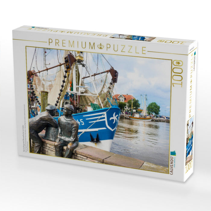 Neuharlingersiel, Bronzefischer im Hafen - CALVENDO Foto-Puzzle'