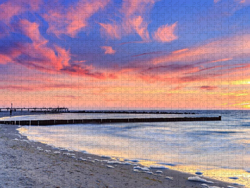 Sonnenuntergang an der Ostseeküste - CALVENDO Foto-Puzzle'