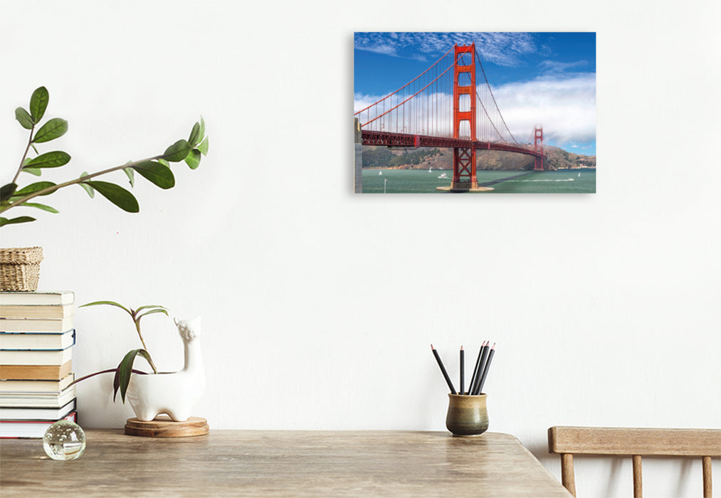 Premium textile canvas Premium textile canvas 90 cm x 60 cm landscape Golden Gate in San Francisco 