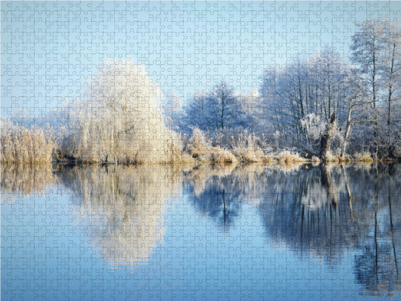 Wasserspiegelung an der Havel. Winterlandschaft 1000 Teile Puzzle quer - CALVENDO Foto-Puzzle'