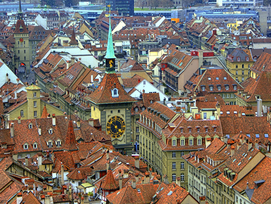 Über den Dächern von Bern mit Zytgogge Turm - CALVENDO Foto-Puzzle'