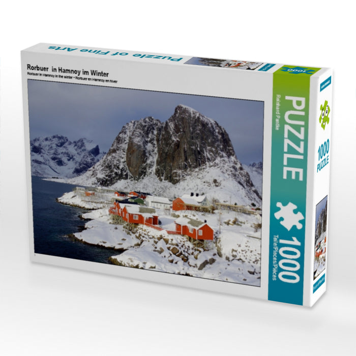Rorbuer in Hamnoy in winter - CALVENDO photo puzzle 