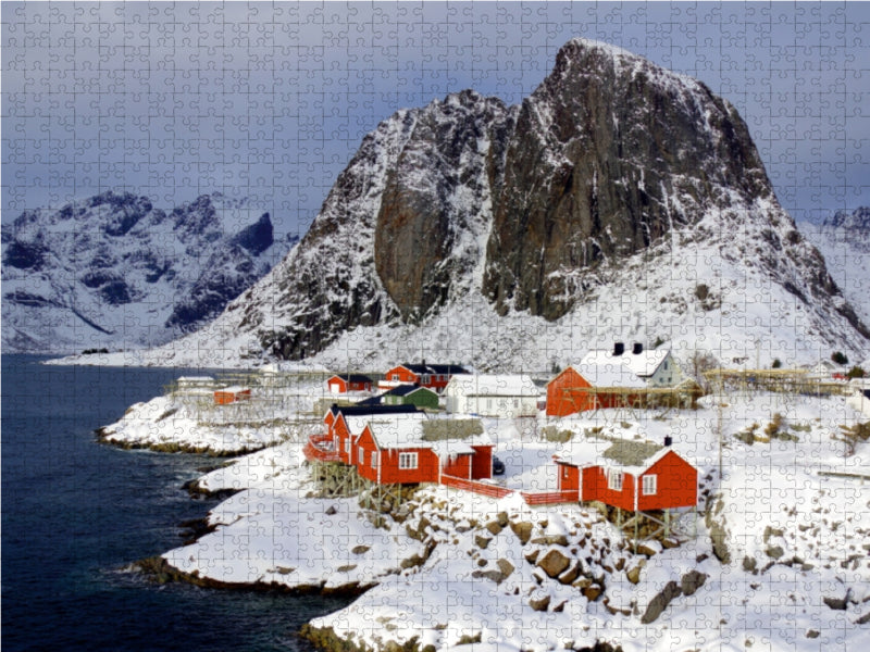Rorbuer in Hamnoy in winter - CALVENDO photo puzzle 