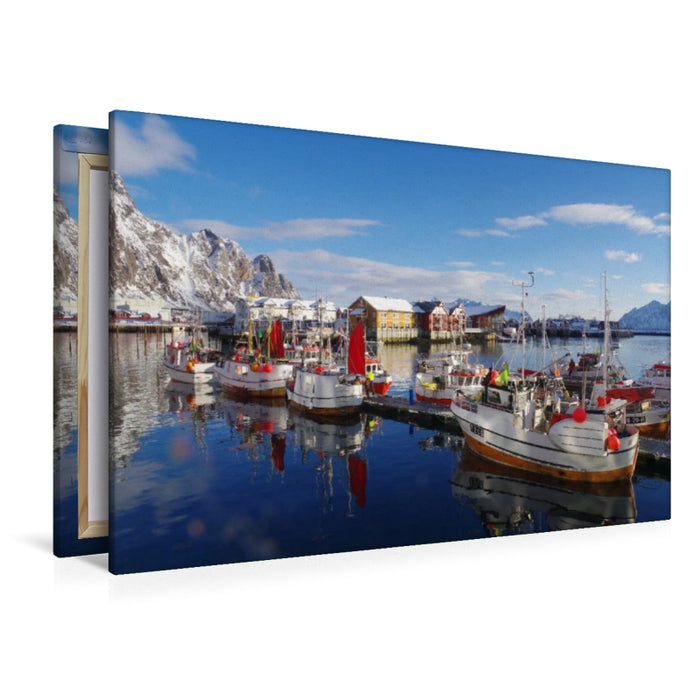 Premium Textil-Leinwand Winterimpression aus Svolvaer