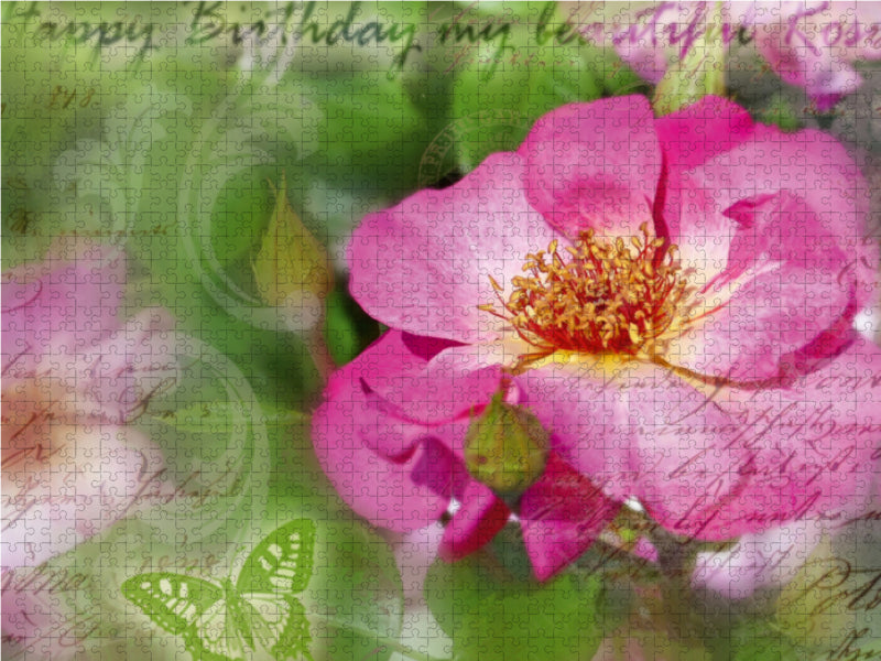 Geburtstagsgruß an Rose 1000 Teile Puzzle quer - CALVENDO Foto-Puzzle'