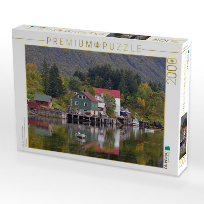 Stiller Fjord nördlich von Svolvaer - CALVENDO Foto-Puzzle'