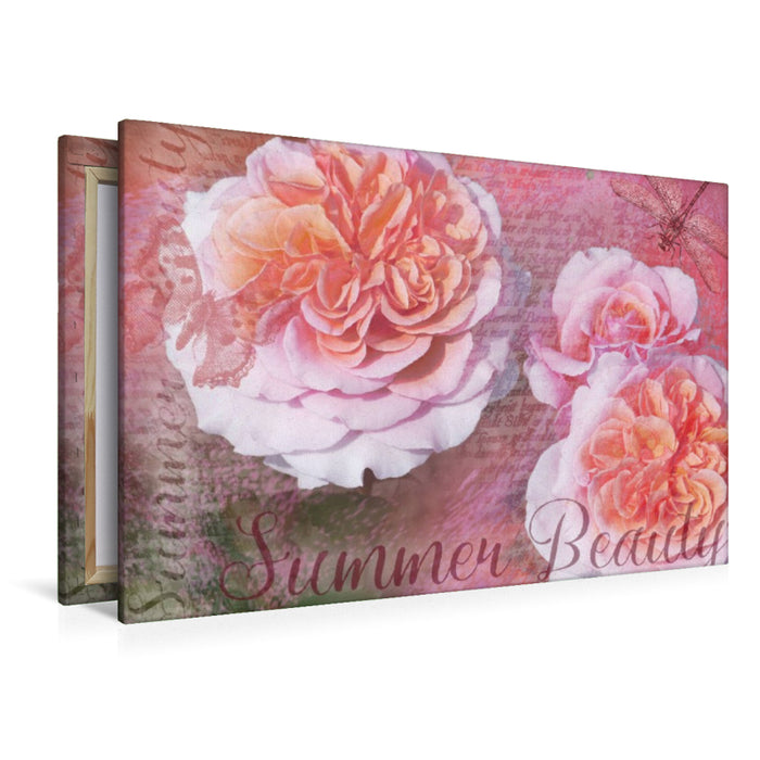 Premium Textil-Leinwand Rosenzauber