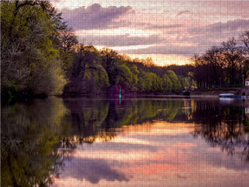 Île de Peißnitz le soir - Puzzle photo CALVENDO 