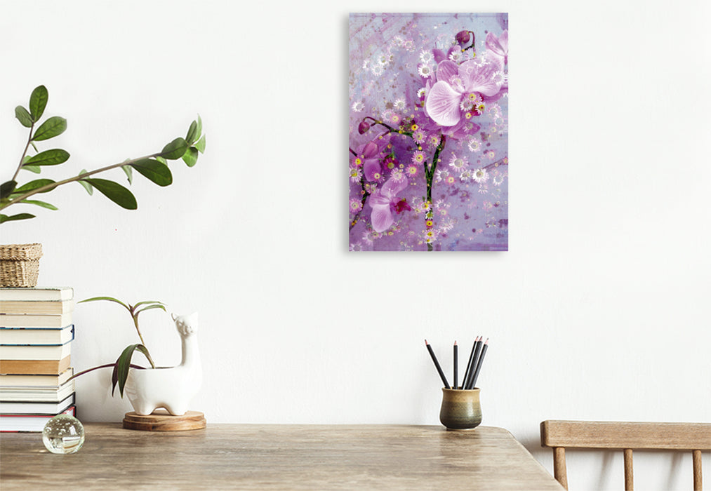 Premium Textil-Leinwand Premium Textil-Leinwand 50 cm x 75 cm hoch Verspielte Romantische Rosa Orchidee