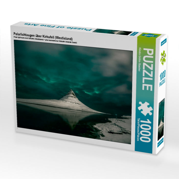 Polarlichtaugen über Kirkufell (Westisland) 1000 Teile Puzzle quer - CALVENDO Foto-Puzzle'