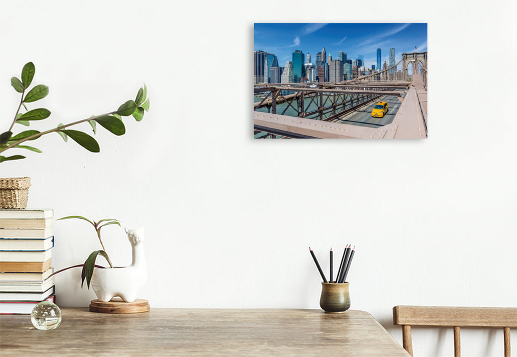 Toile textile premium Toile textile premium 120 cm x 80 cm paysage BROOKLYN BRIDGE Vue de Manhattan 