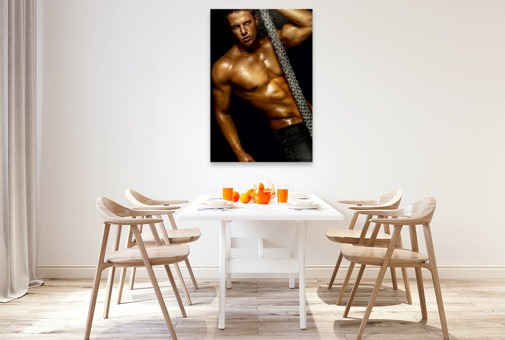 Premium Textil-Leinwand Premium Textil-Leinwand 80 cm x 120 cm hoch Ein Motiv aus dem Kalender Erotische Männer. Adonis und Co.