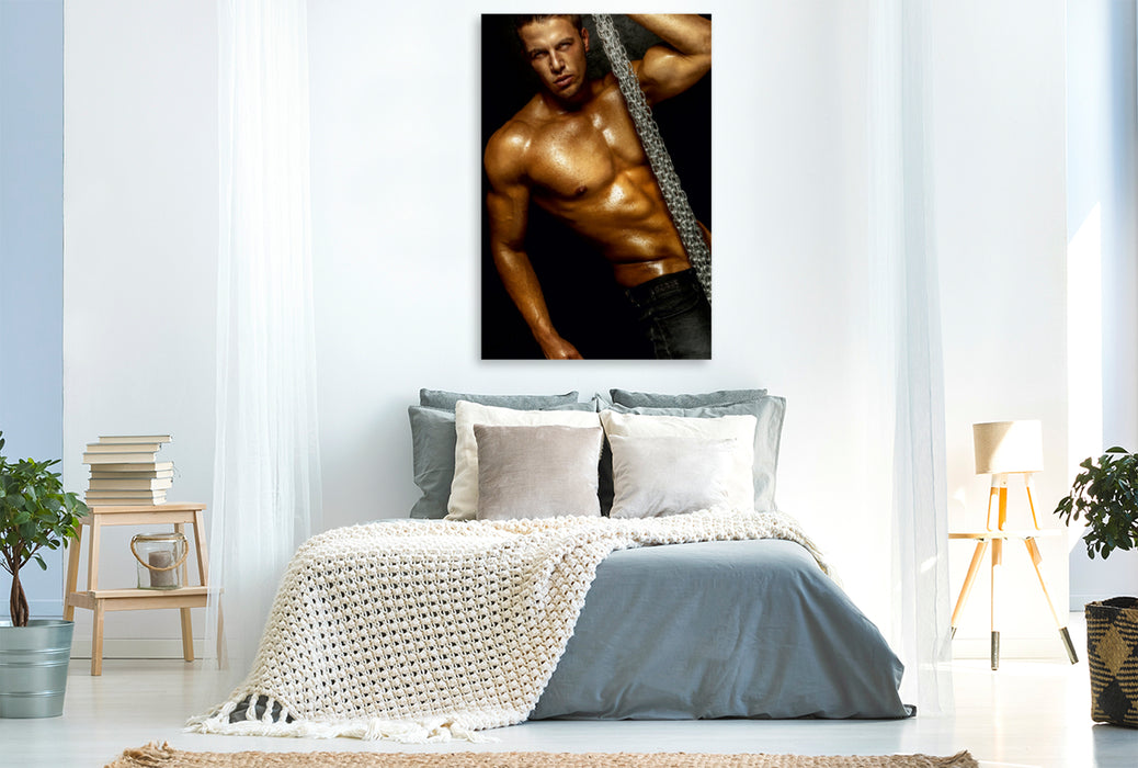 Premium Textil-Leinwand Premium Textil-Leinwand 80 cm x 120 cm  hoch Ein Motiv aus dem Kalender Erotische Männer. Adonis und Co.