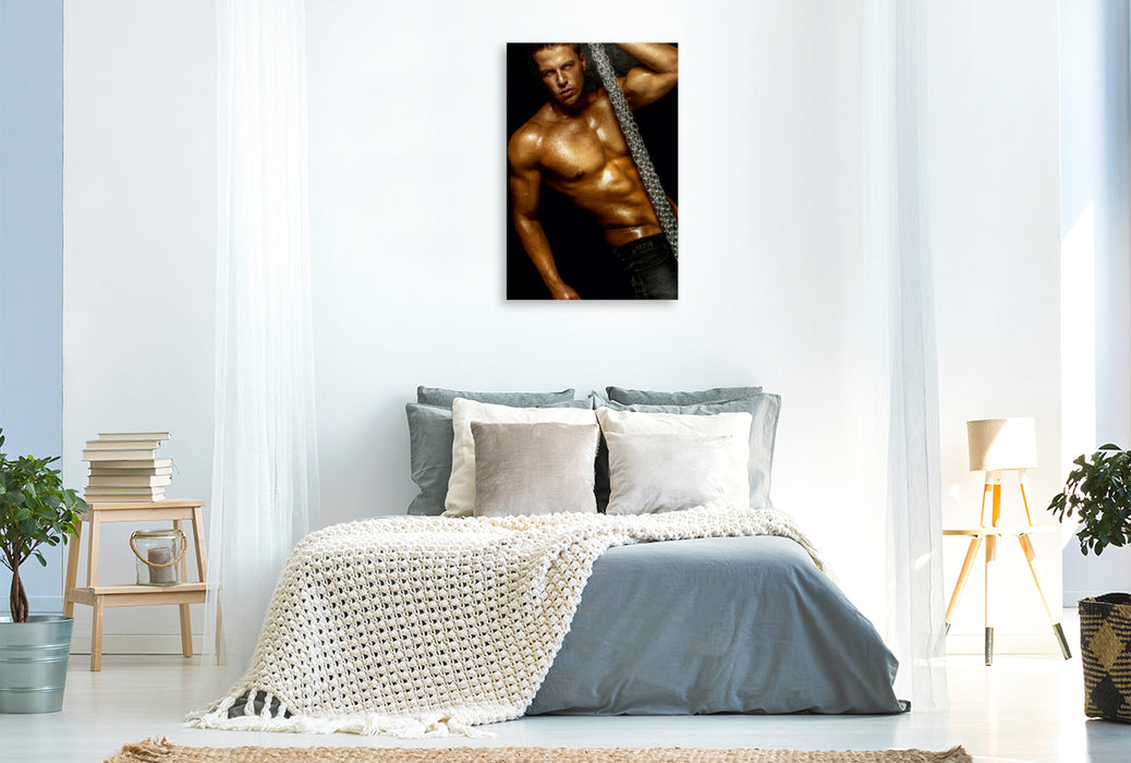 Premium Textil-Leinwand Premium Textil-Leinwand 80 cm x 120 cm  hoch Ein Motiv aus dem Kalender Erotische Männer. Adonis und Co.