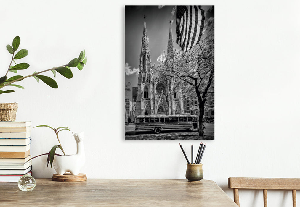 Toile textile haut de gamme Toile textile haut de gamme 80 cm x 120 cm de haut NEW YORK CITY Cathédrale Saint-Patrick 