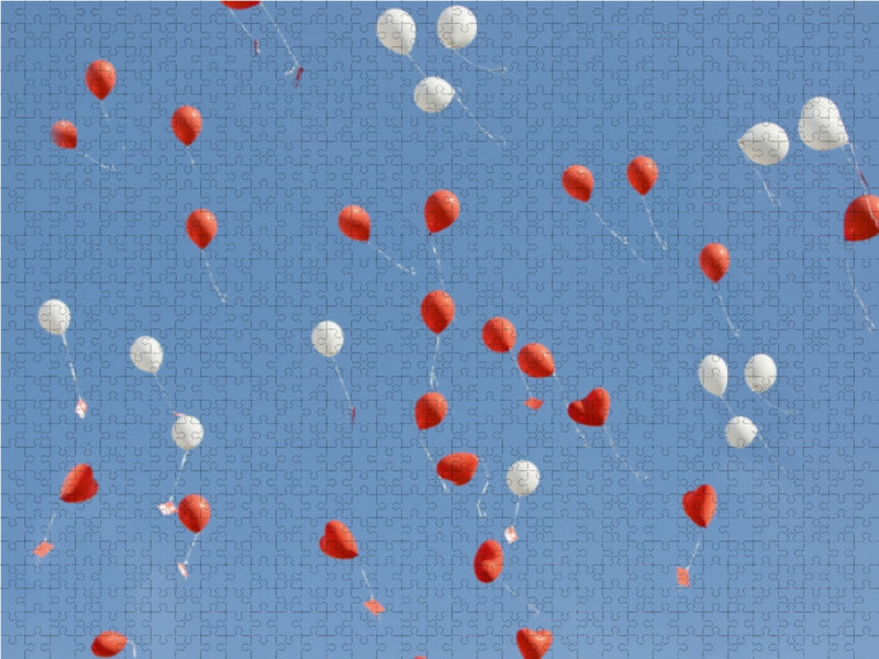Luftballons mit lieben Wünschen steigen in den Himmel 1000 Teile Puzzle quer - CALVENDO Foto-Puzzle'