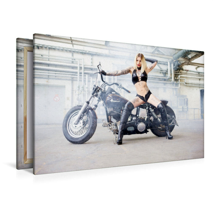 Premium Textil-Leinwand Premium Textil-Leinwand 120 cm x 80 cm quer Harley-Davidson Shovelhead 1200 1974