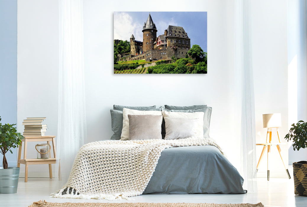 Premium Textil-Leinwand Premium Textil-Leinwand 120 cm x 80 cm quer Die Burg Stahleck in Bacharach am Mittelrhein