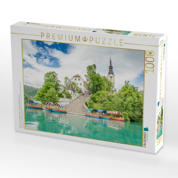 Kirche und ehemaliges Kloster auf der Insel Bled/ Slowenien - CALVENDO Foto-Puzzle'