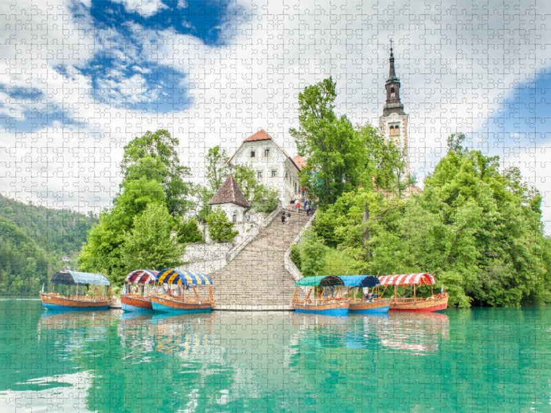 Kirche und ehemaliges Kloster auf der Insel Bled/ Slowenien - CALVENDO Foto-Puzzle'