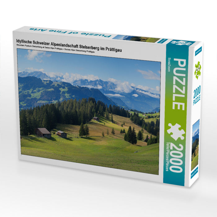 Idyllische Schweizer Alpenlandschaft Stelserberg im Prättigau 2000 Teile Puzzle quer - CALVENDO Foto-Puzzle'