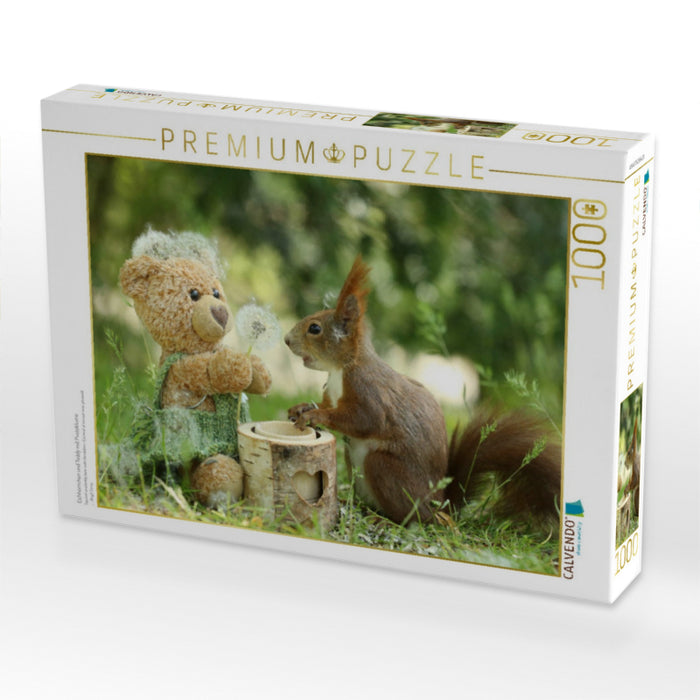 Eichhörnchen und Teddy mit Pusteblume - CALVENDO Foto-Puzzle'