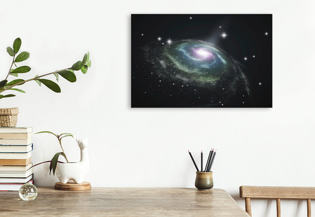 Premium textile canvas Premium textile canvas 120 cm x 80 cm landscape spiral galaxy 