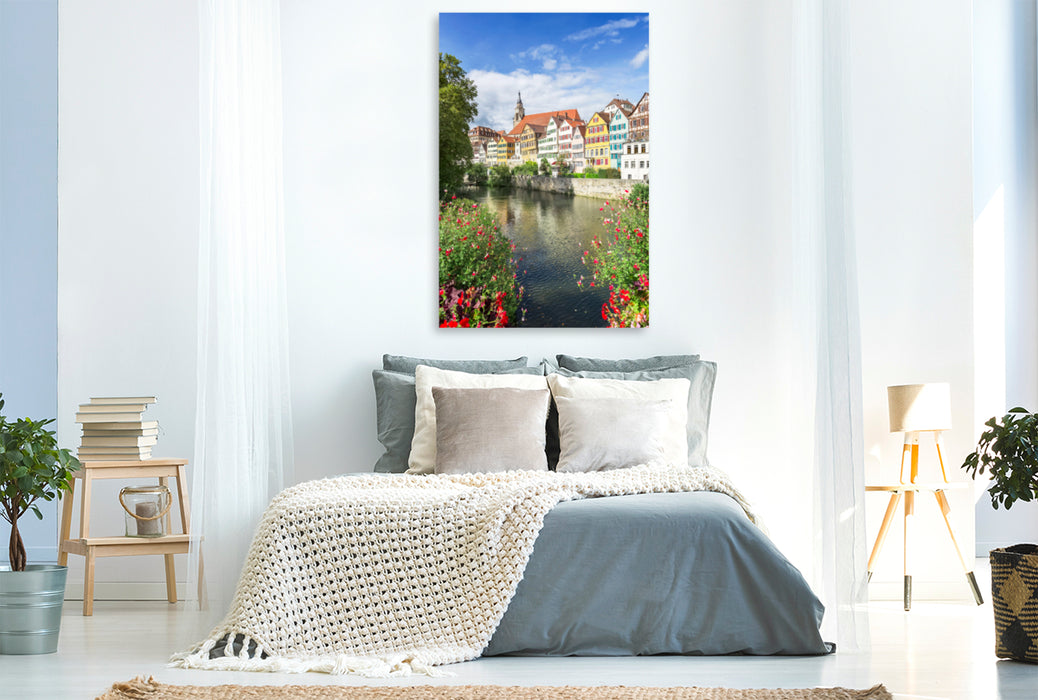 Premium textile canvas Premium textile canvas 80 cm x 120 cm high Picturesque Tübingen Neckar front 