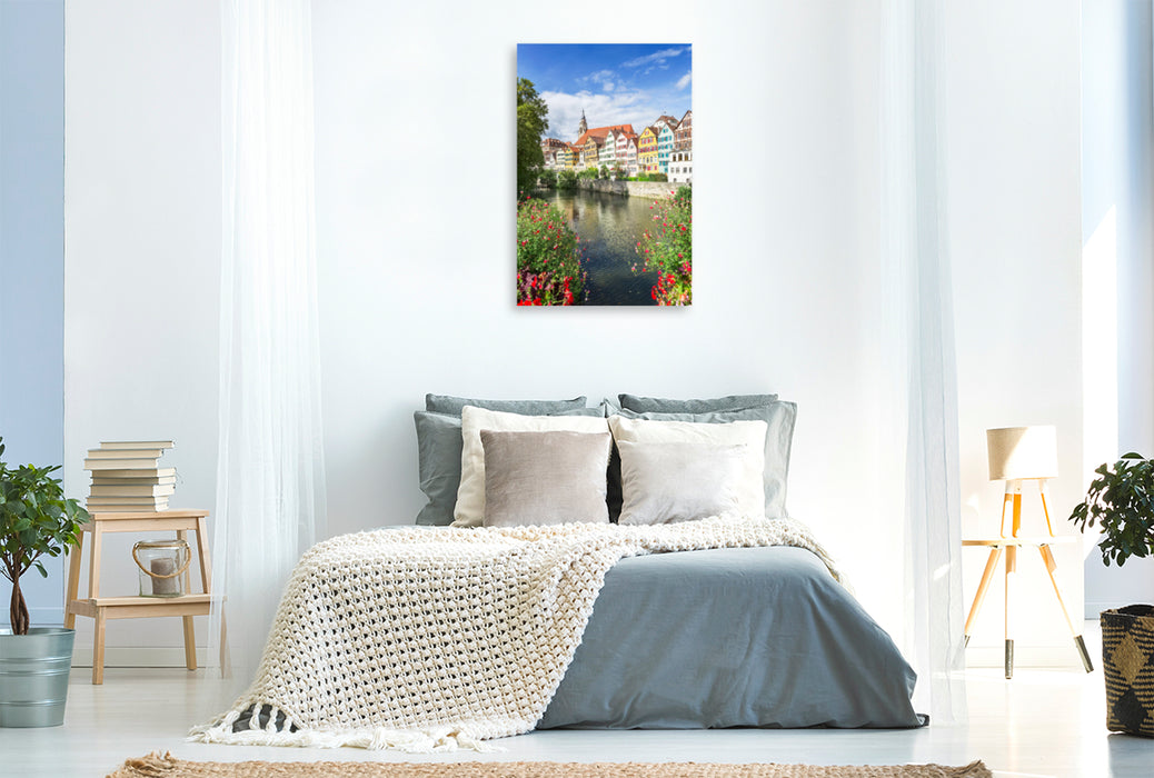 Premium textile canvas Premium textile canvas 80 cm x 120 cm high Picturesque Tübingen Neckar front 